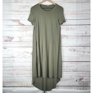 COS Womens XS Short Sleeve Midi Dress Layered Look Olive Stretch